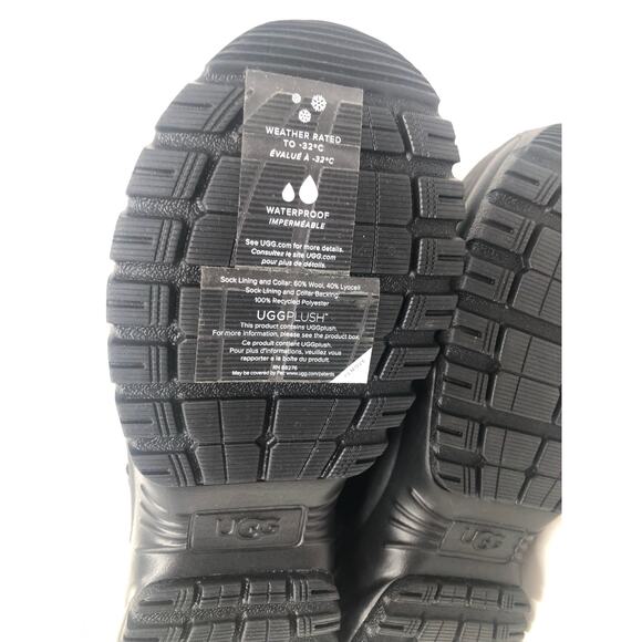 New UGGS Women Black Waterproof Leather Lace Up Boots Size 8 - Picture 9 of 12